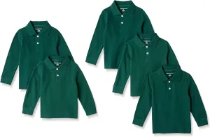 Amazon Essentials Boys and Toddlers' Long-Sleeve Pique Polo Shirts, Multipacks