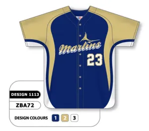 Athletic Knit Custom Sublimated Full Button Baseball Jersey Design 1113
