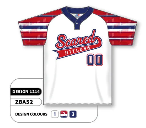Athletic Knit Custom Sublimated One-Button Pro Placket Baseball Jersey Design 1214