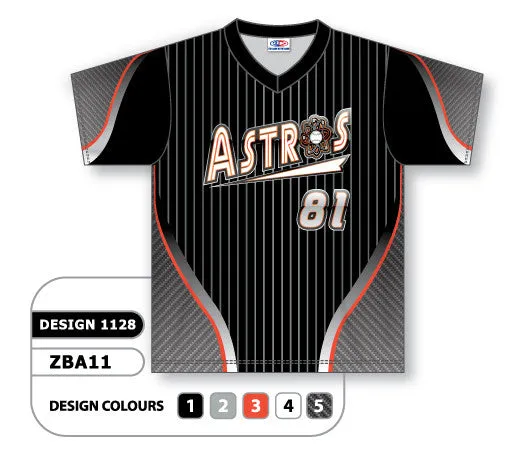Athletic Knit Custom Sublimated V-Neck Baseball Jersey Design 1128