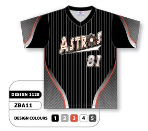 Athletic Knit Custom Sublimated V-Neck Baseball Jersey Design 1128