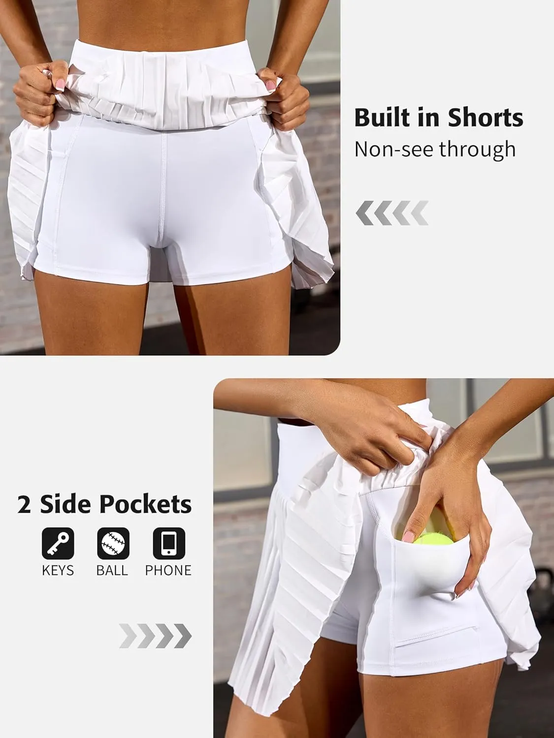 ATTRACO Womens Mesh Tennis Skirts High Waisted Golf Skort Flowy Pickleball Skort with Shorts