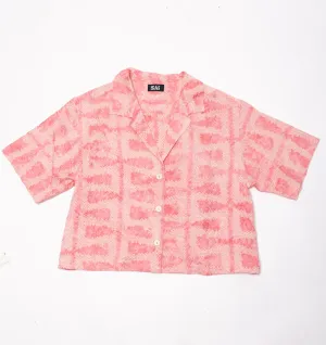 Baby Pink Shibori Crop Shirt
