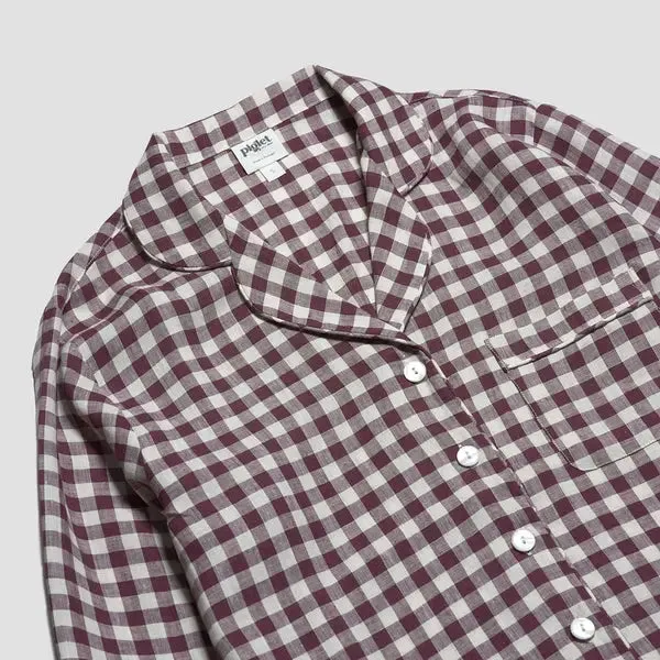 Berry Gingham Linen Pyjama Shorts Set