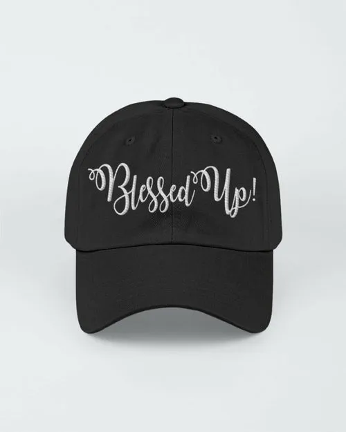 Blessed Up White Graphic Text Style Yupoong Adult 6 Panel Structured
