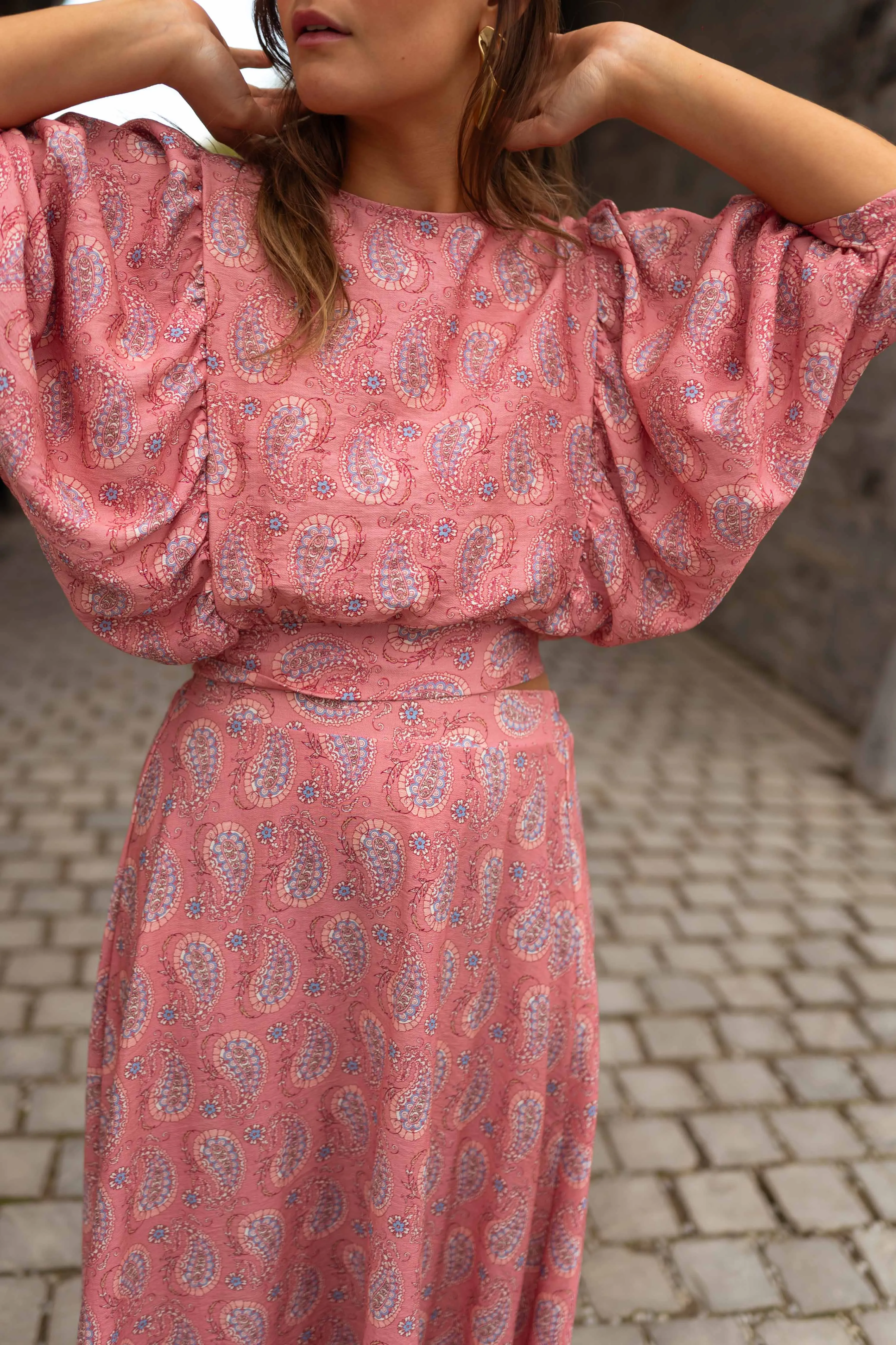 Blouse Karlou - rose à motifs