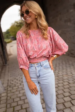 Blouse Karlou - rose à motifs
