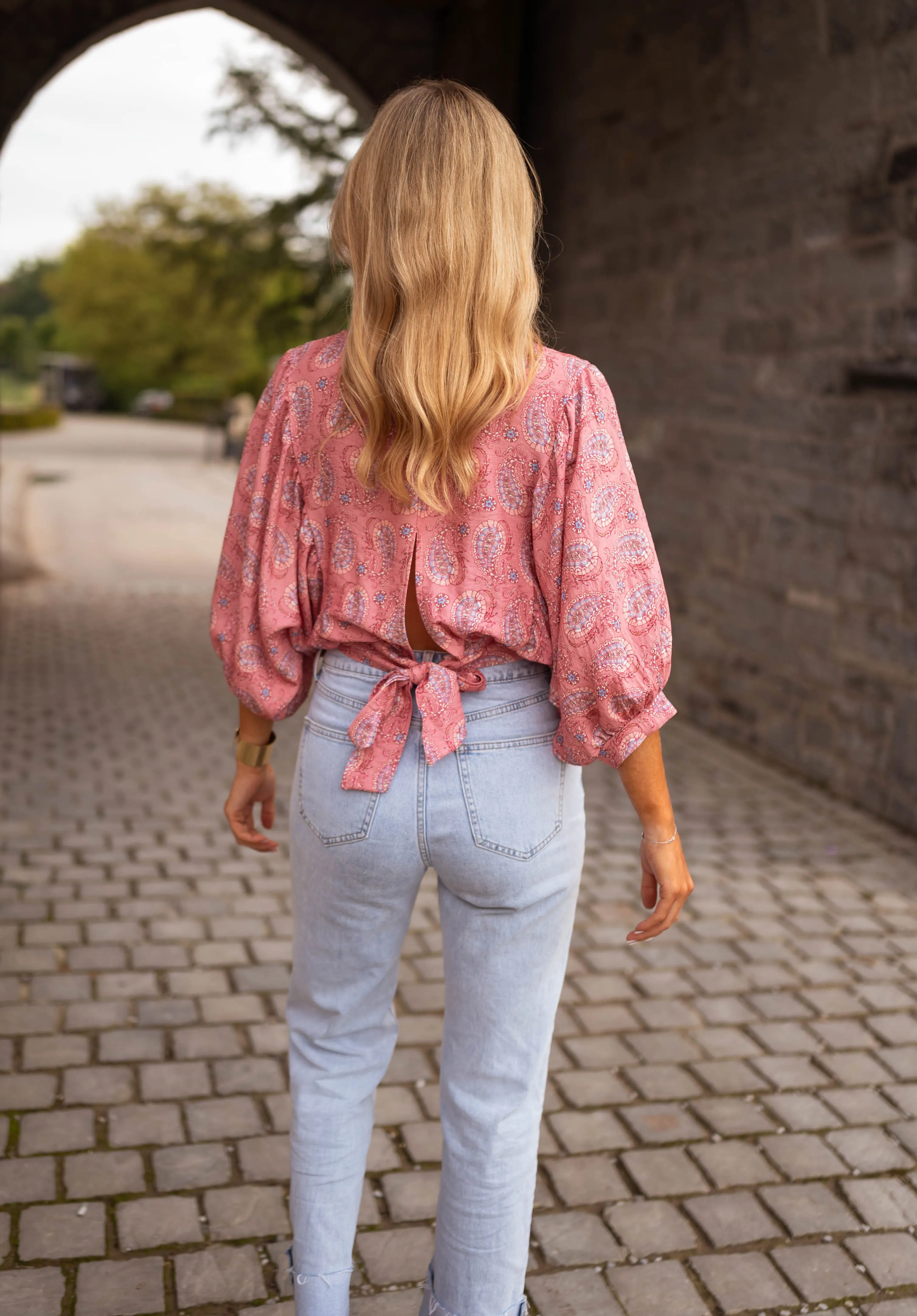 Blouse Karlou - rose à motifs