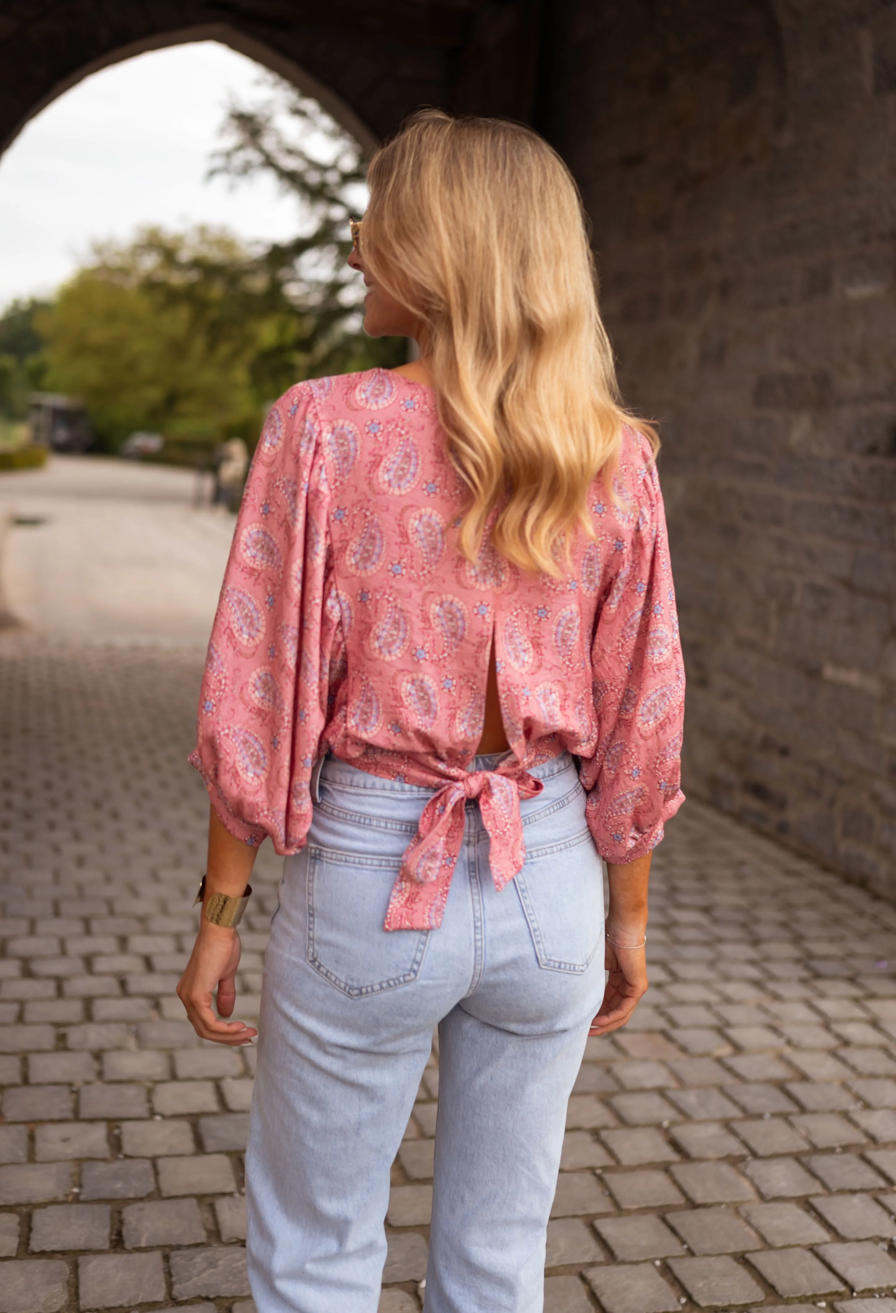 Blouse Karlou - rose à motifs