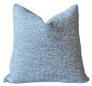 Blue and White Woven Pillow / Chenille Decorative Throw Pillow Cover / Denim Blue Heavy Woven Textured Pillow Cover