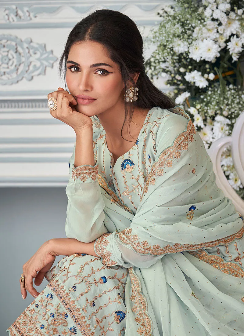 Blue Embroidery Salwar Kameez Suit