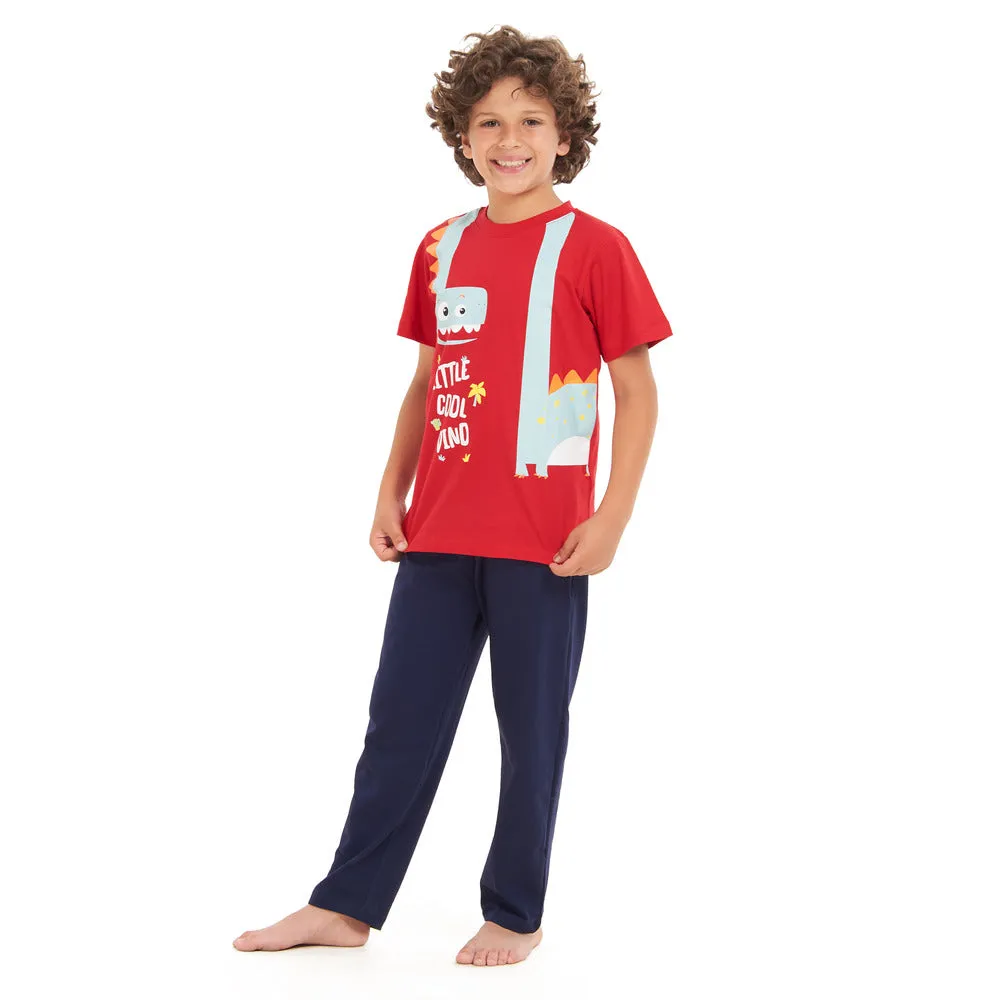 Boys summer pajama set Giant Cool Dino t-shirt  Navy Pants