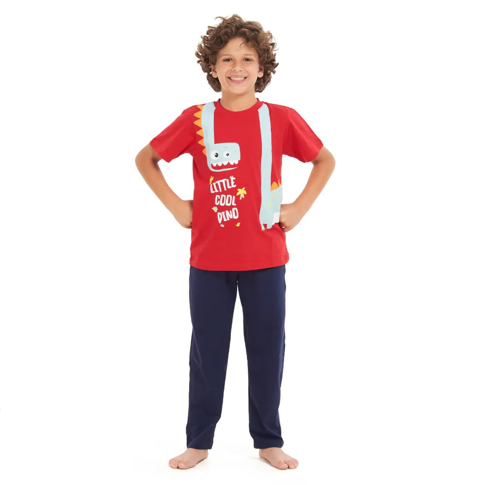 Boys summer pajama set Giant Cool Dino t-shirt  Navy Pants