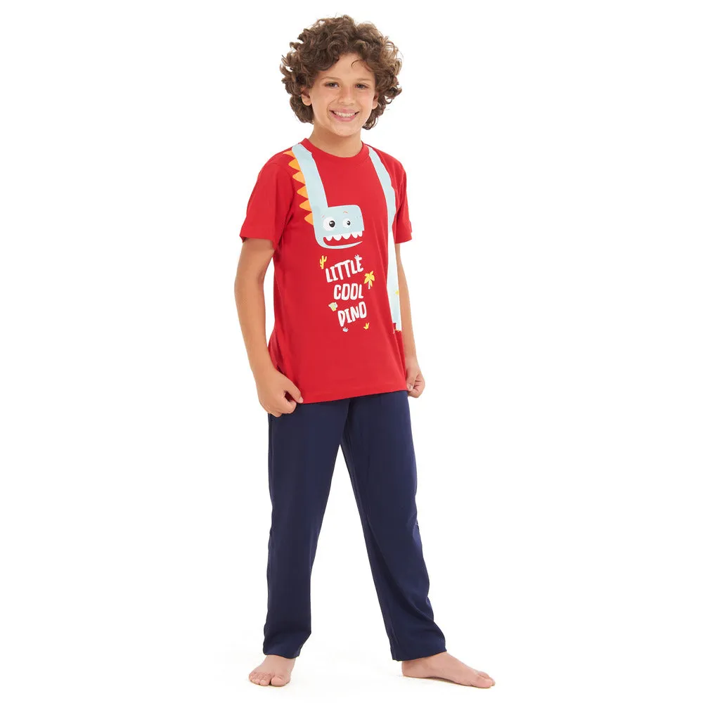 Boys summer pajama set Giant Cool Dino t-shirt  Navy Pants