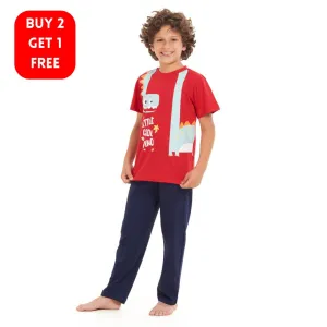 Boys summer pajama set Giant Cool Dino t-shirt  Navy Pants