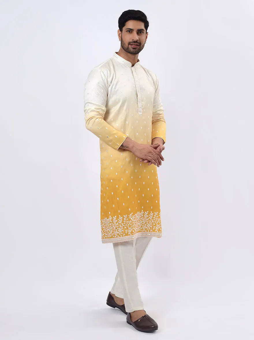 Cream & Yellow Kurta Pajama | Azania