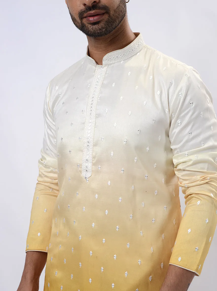Cream & Yellow Kurta Pajama | Azania