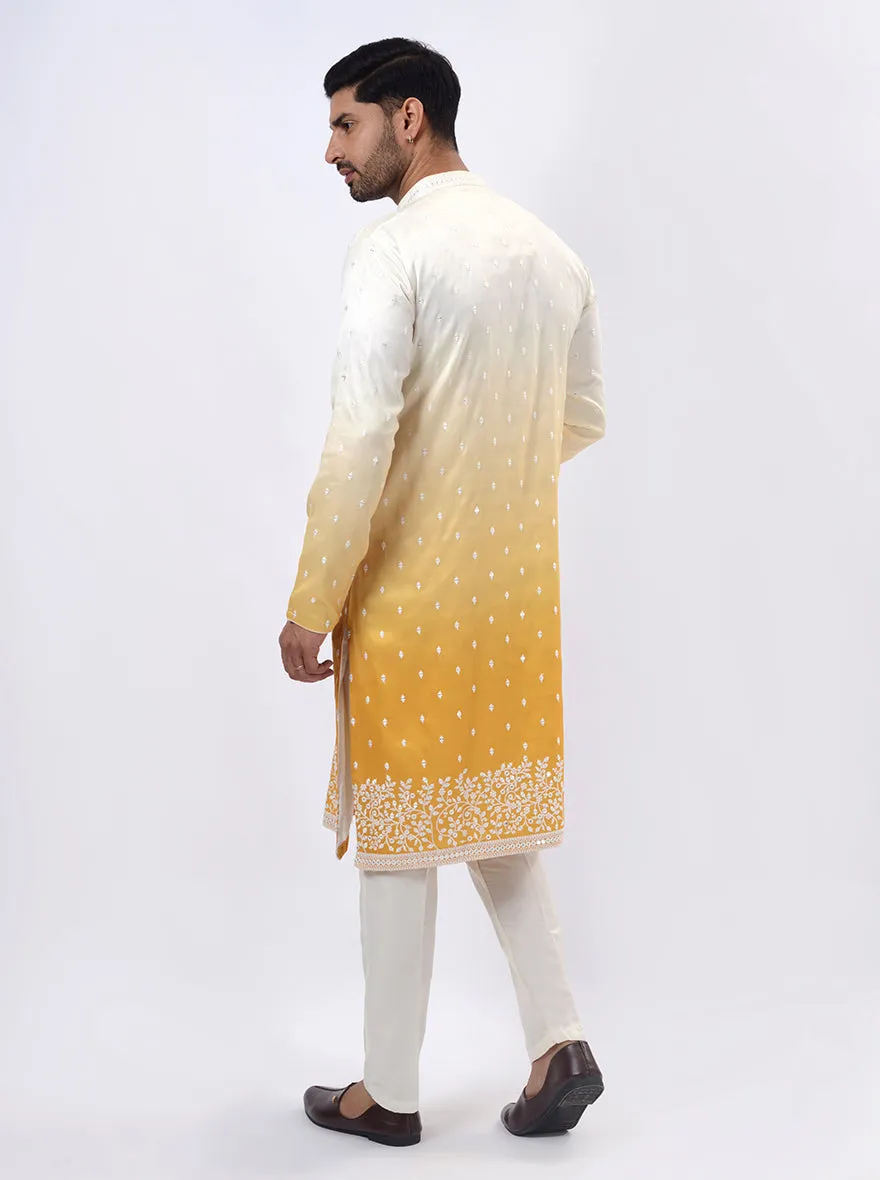 Cream & Yellow Kurta Pajama | Azania