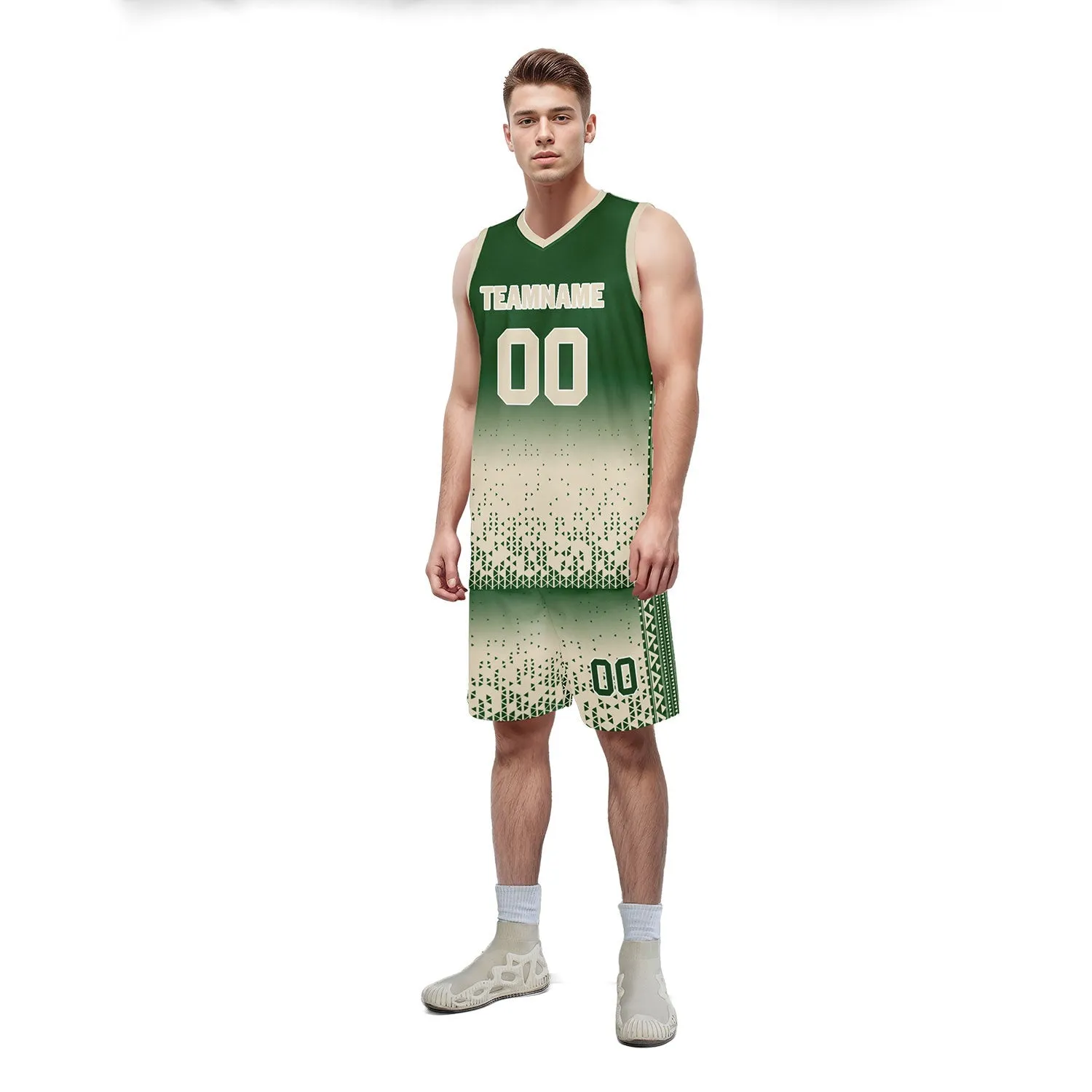 Custom Green Yellow Fade Fashion Sports Uniform Basketball Jersey BBJ01-D020102-7