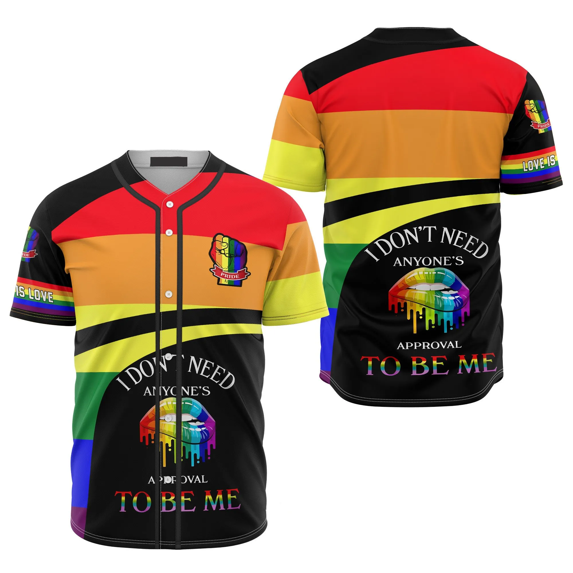 Custom Name LGBT I Don't Need Anyone's, Personalized 3D LGBT Baseball Jersey