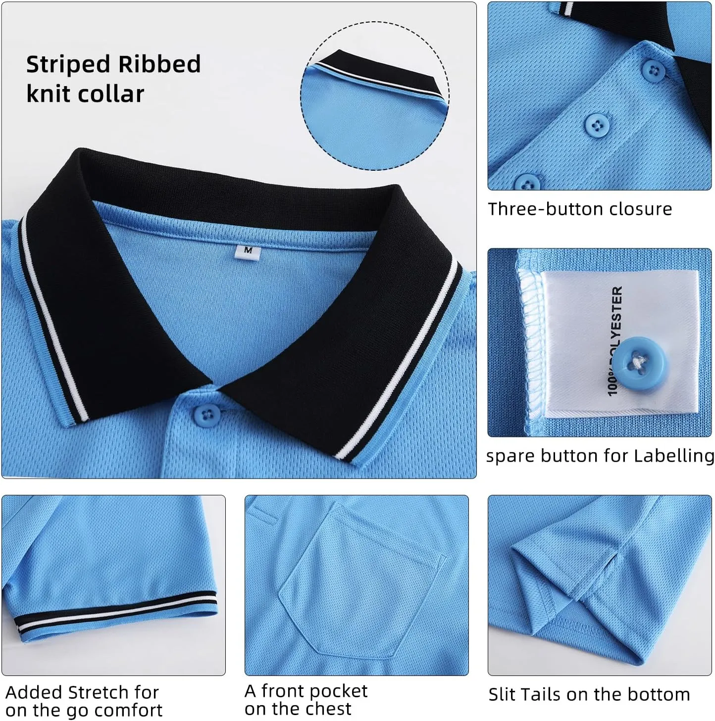 CUTIEHON Men's Baseball Umpire Shirt, Short Sleeve referee Jersey Shirts Sized for umpire chest protector