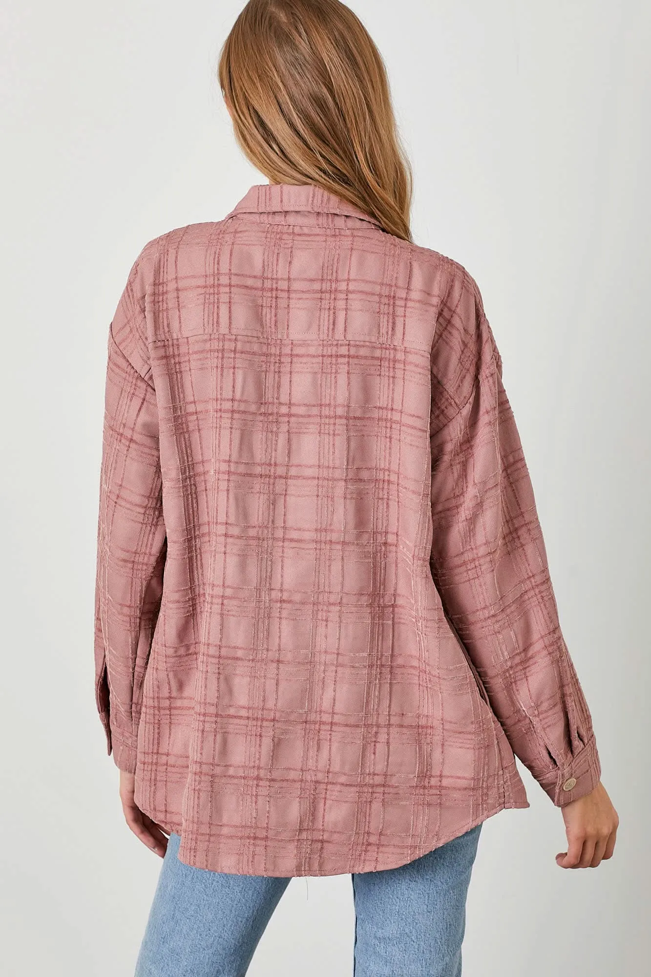 Dusty Mauve Texture Woven Shacket