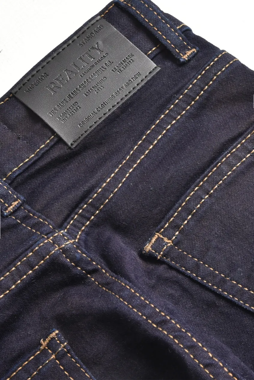 Embroidered  Dark Blue Flared Jeans