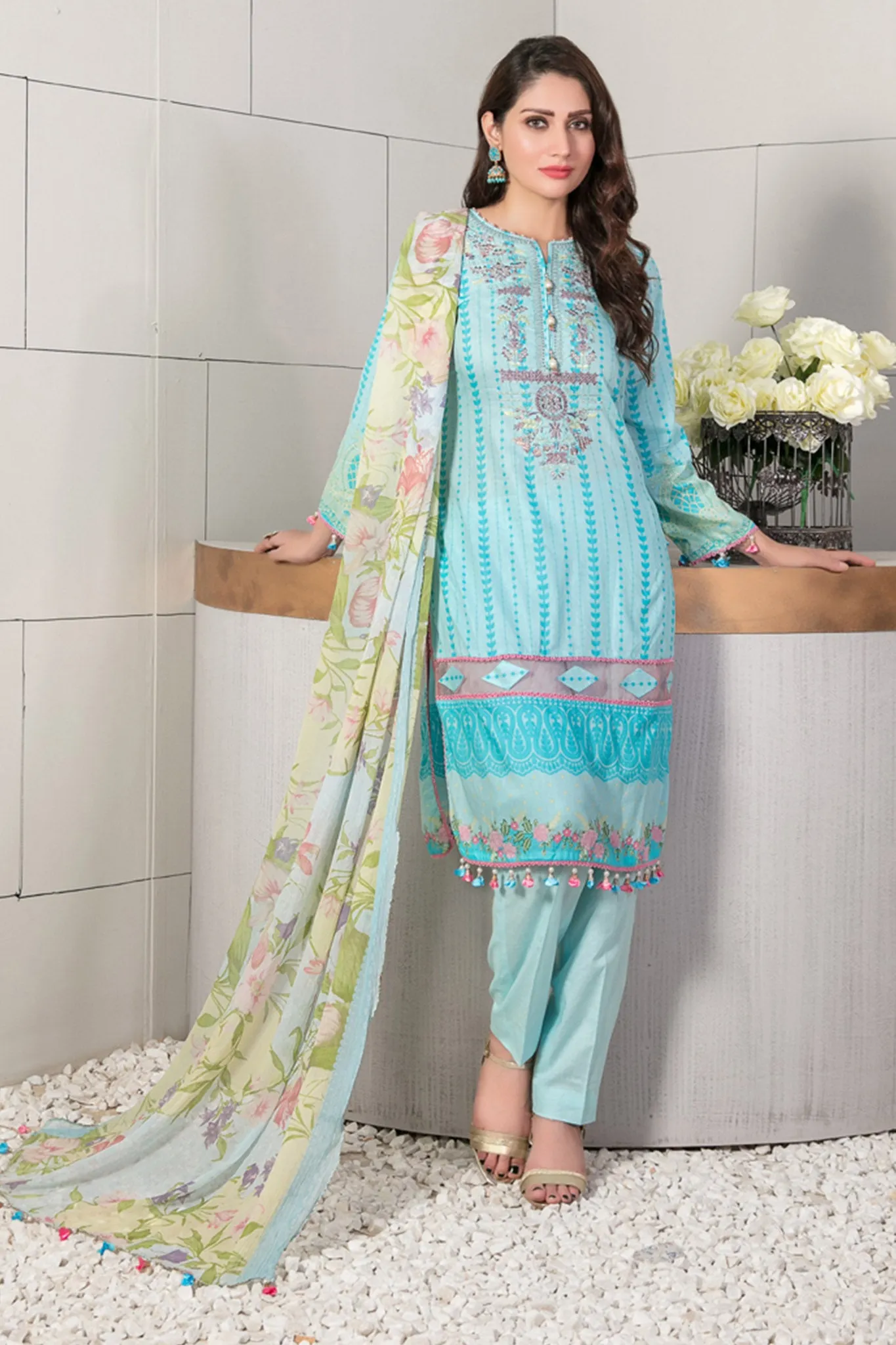 Eshal by Tawakkal Unstitched 3 Piece Lawn Collection'2022-E-7138