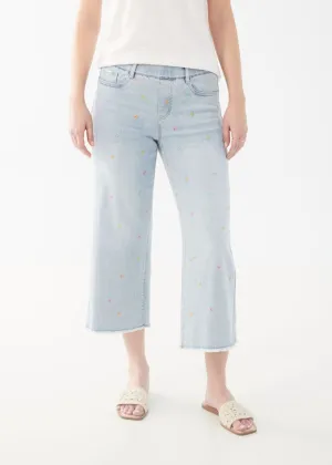 FDJ- Embroidered Pull-on Wide Crop Denim