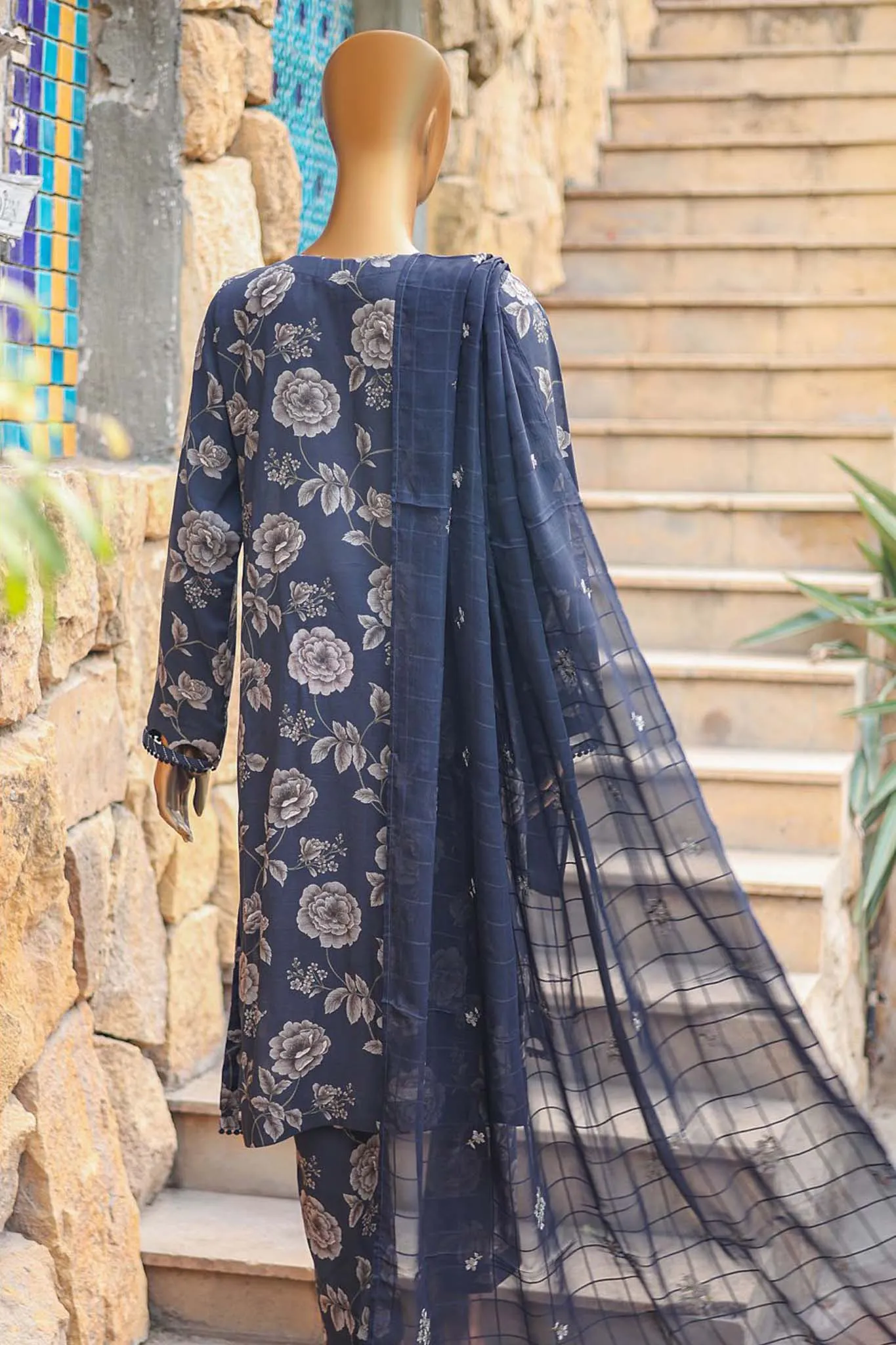 Floral Vibes By Hz Unstitched 3 Piece Raw Silk Collection'2024-FVRS-03