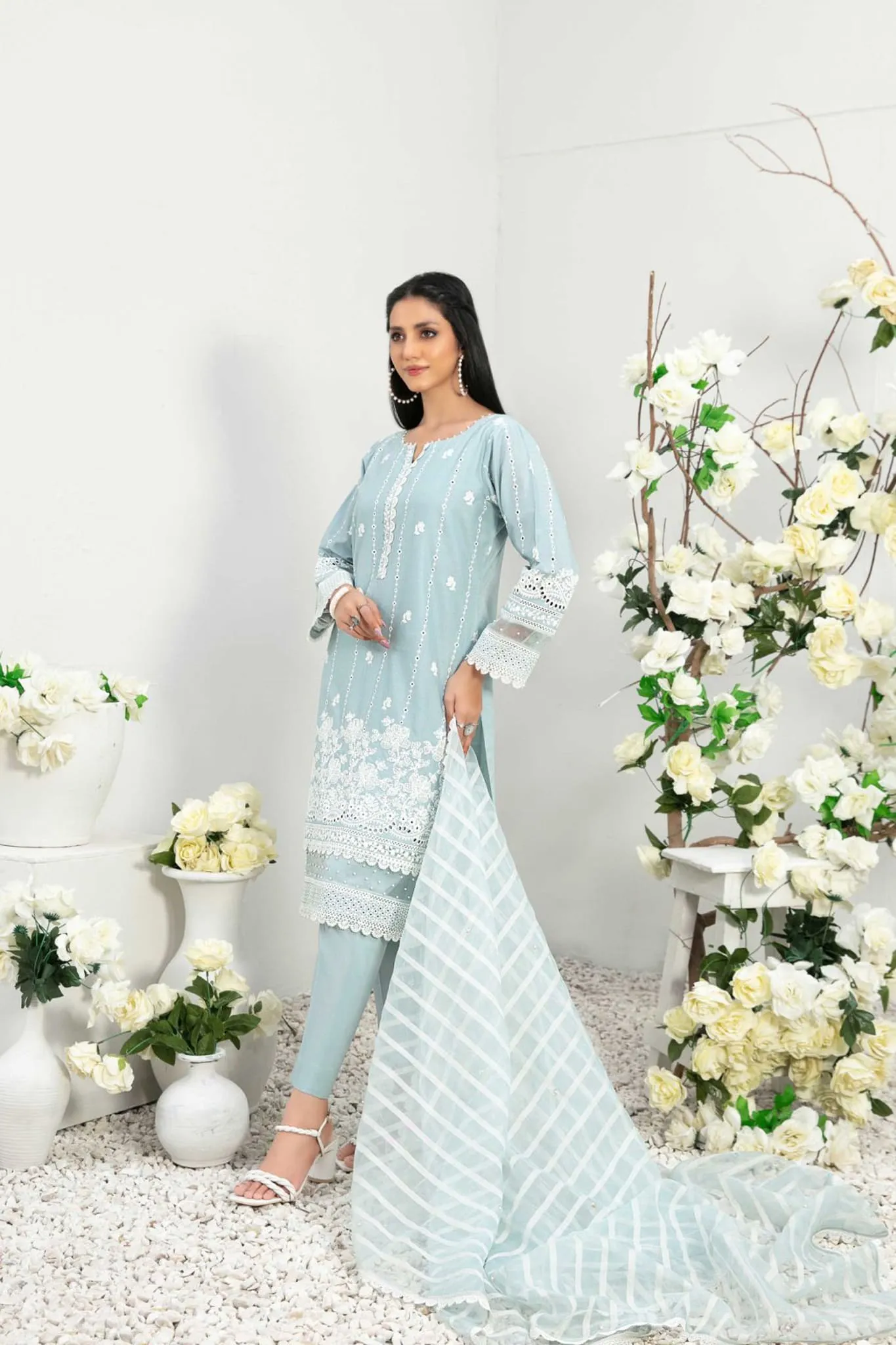 Gardenia by Tawakkal Semi Stitched 3 Piece Fancy Emb Lawn Collection'2023-G-8965
