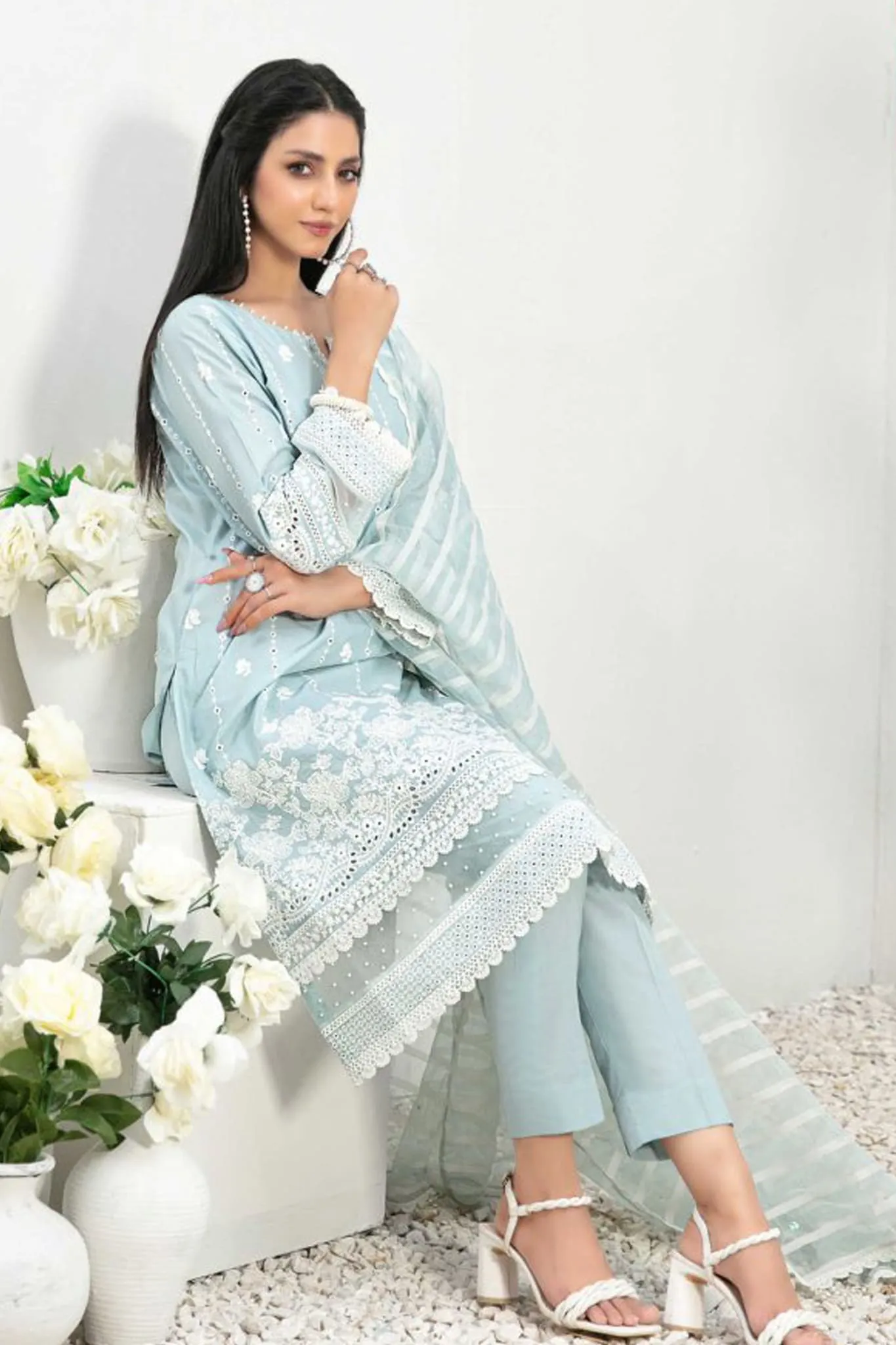 Gardenia by Tawakkal Semi Stitched 3 Piece Fancy Emb Lawn Collection'2023-G-8965