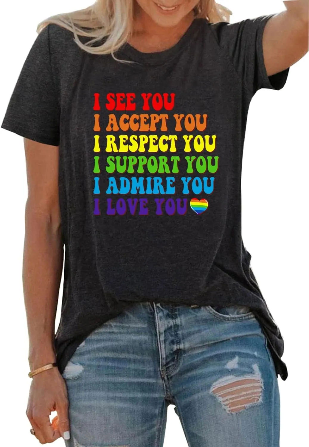 Gay Pride Shirts for Women LGBT T-Shirt Rainbow Graphic Tee Shirt LGBTQ Equality Tee Tops Pride Ally Tee Shirt