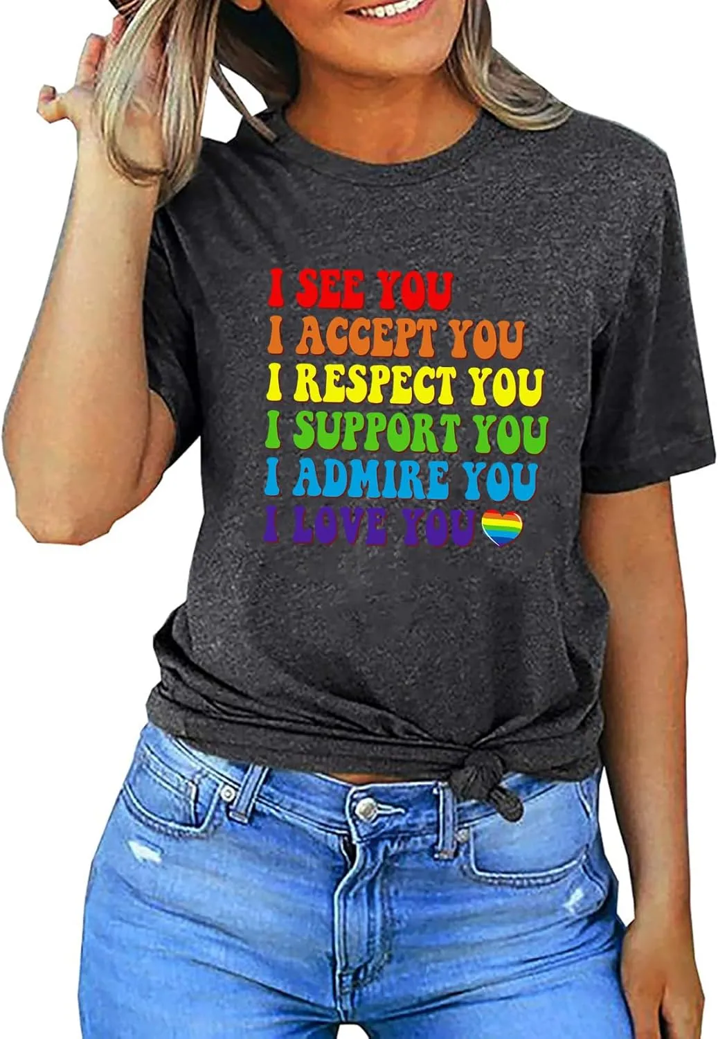 Gay Pride Shirts for Women LGBT T-Shirt Rainbow Graphic Tee Shirt LGBTQ Equality Tee Tops Pride Ally Tee Shirt