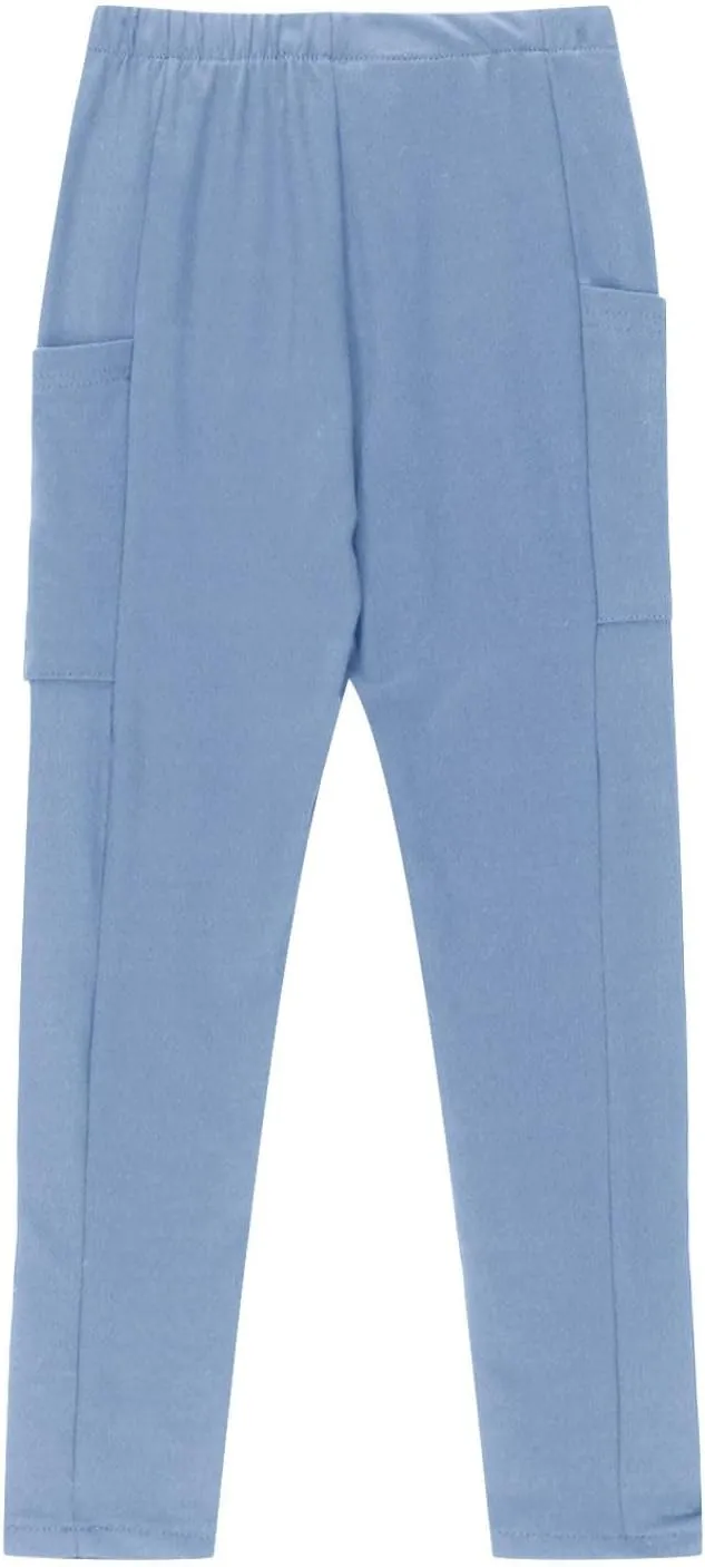 Girls High Waist Leggings Kids Girls Solid Color Tights with Side Pockets Yoga Dance Gym Pants Jogging Pants