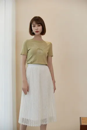 Grass Green Rabbit Short Sleeve Knit T-shirt