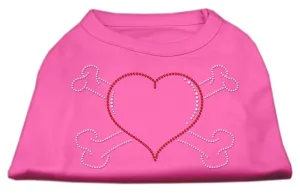 Heart and Crossbones Rhinestone Shirts Bright Pink XS (8)