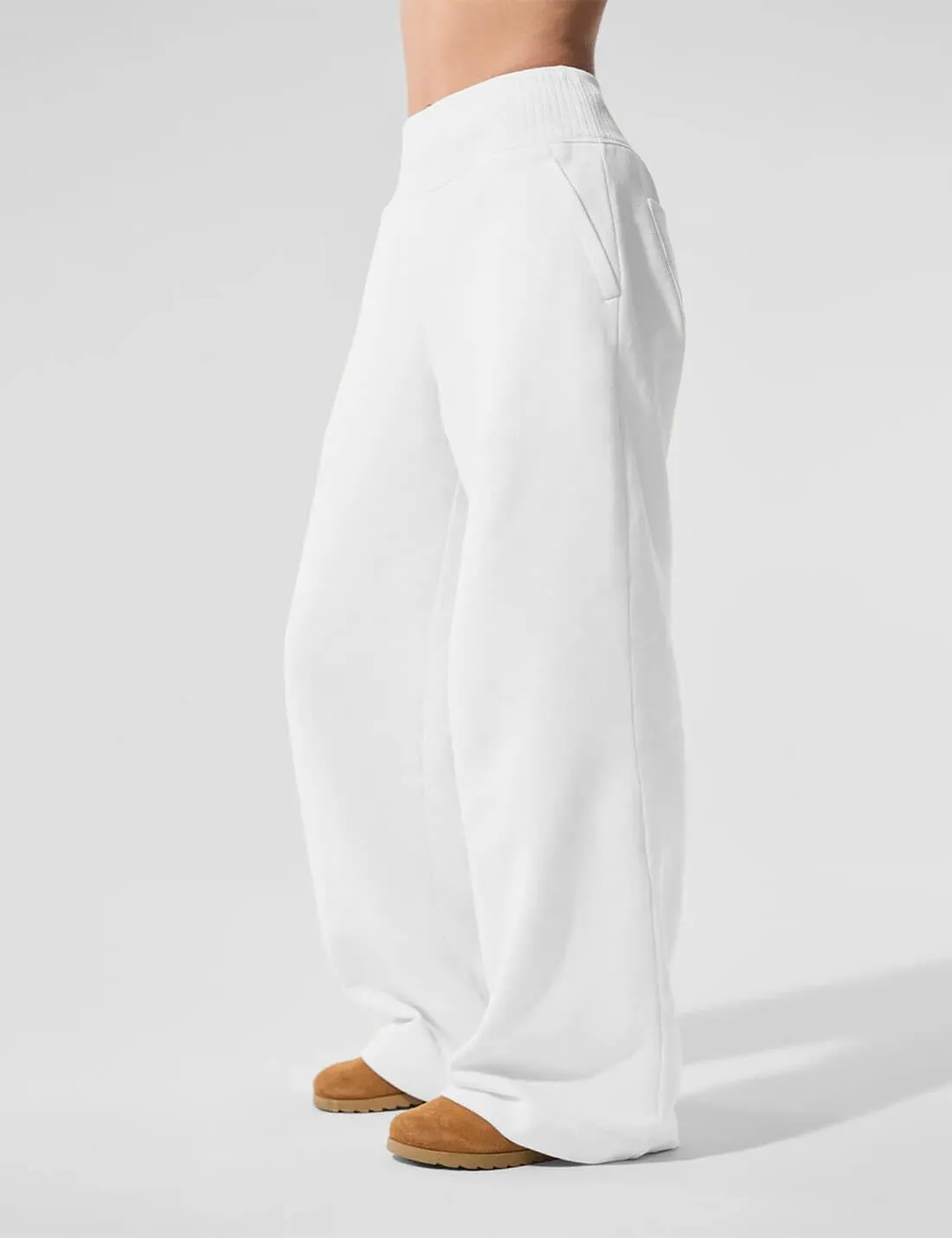 HeSaYep Womens Wide Leg Sweatpants 2025 Ribbed High Waist Straight Leg Baggy Sweat Pants with 4 Pockets