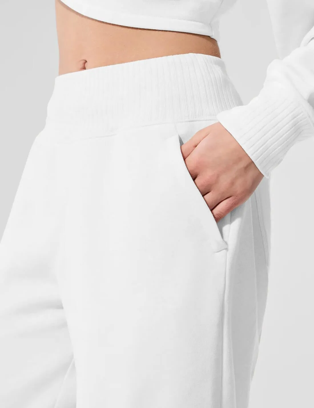 HeSaYep Womens Wide Leg Sweatpants 2025 Ribbed High Waist Straight Leg Baggy Sweat Pants with 4 Pockets