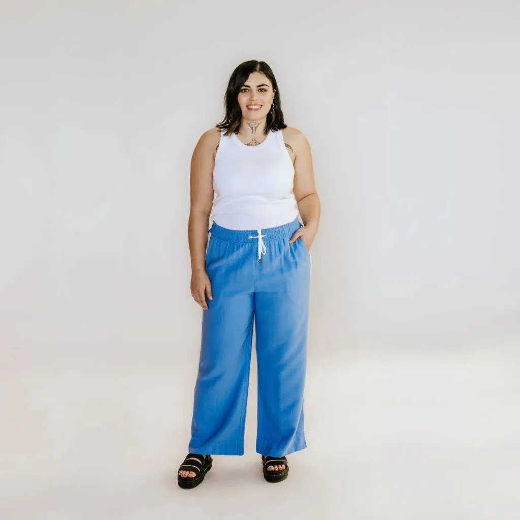Indiana Wide Leg Pant - Pool Blue
