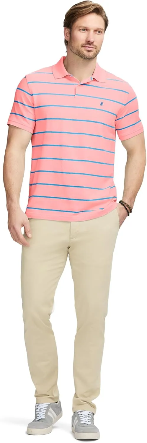 IZOD Men's Advantage Performance Short Sleeve Stripe Polo Shirt