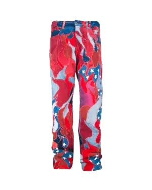 Jeans Patchwork Flames