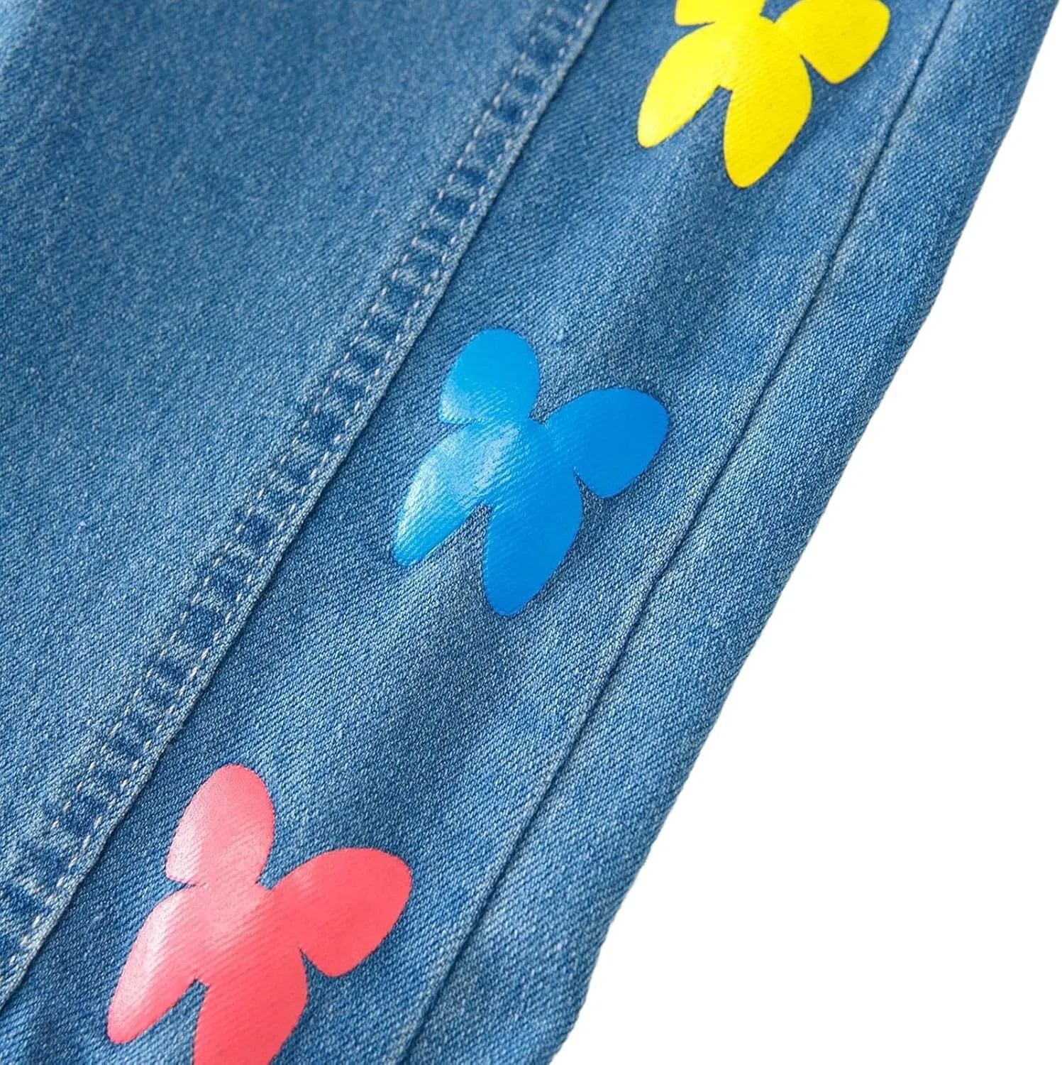 Kids Girls Jeans Elastic Waist Baggy Denim Wide Leg Pants Trousers Vintage Loose Casual Streetwear with Pockets