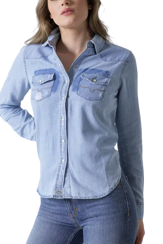 Kimes Ranch Women's Destroy Wash Kaycee Denim Top