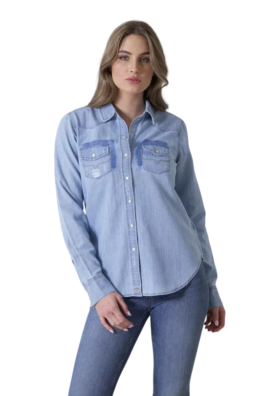 Kimes Ranch Women's Destroy Wash Kaycee Denim Top