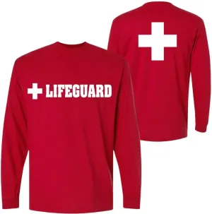 Lifeguard   Long Sleeve T-Shirt Double Sided Printed Unisex Crewneck Duty Guard Pool Watch Shirt