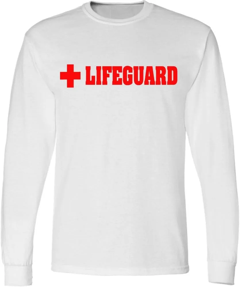 Lifeguard   Long Sleeve T-Shirt Double Sided Printed Unisex Crewneck Duty Guard Pool Watch Shirt