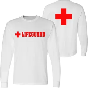 Lifeguard   Long Sleeve T-Shirt Double Sided Printed Unisex Crewneck Duty Guard Pool Watch Shirt