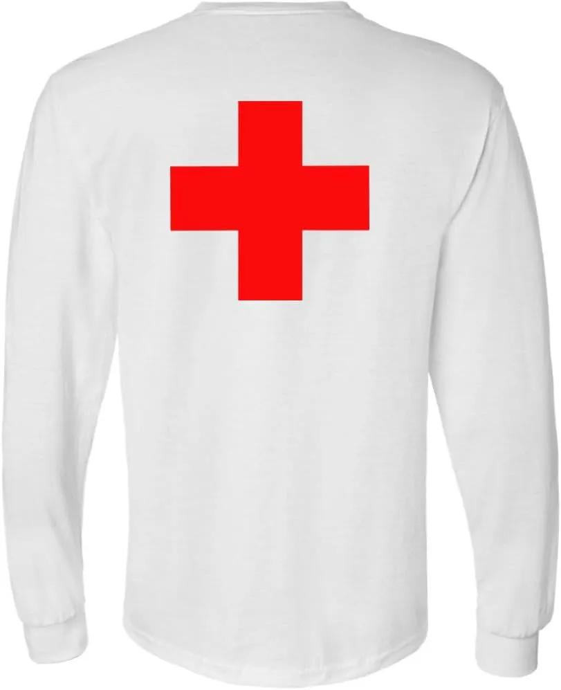 Lifeguard   Long Sleeve T-Shirt Double Sided Printed Unisex Crewneck Duty Guard Pool Watch Shirt
