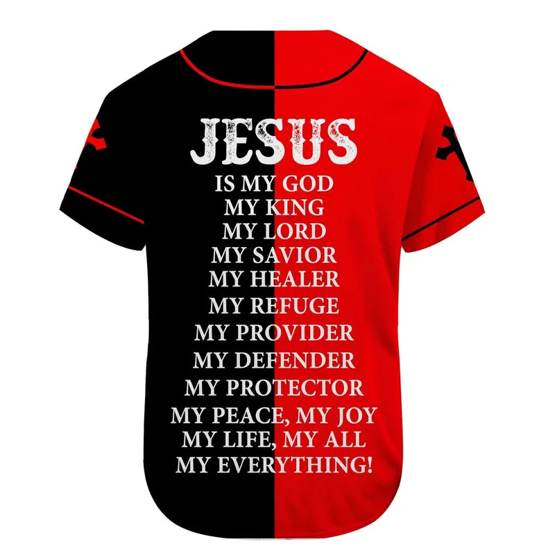 Lion, God, Red Black Baseball Jersey - Child Of God Custom Baseball Jersey For Men Women
